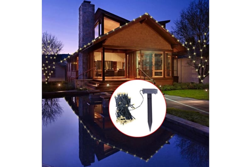 Soldriven ljusslinga LED varmvit - Svart - Trädgårdsbelysning - Ljusslinga utomhus - Balkongbelysning - Altanbelysning