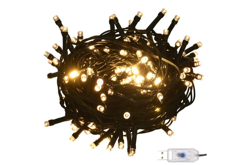Ljusslinga med 150 LED varmvit 15 m PVC - Vit - Ljusslinga inomhus - Dekorationsbelysning