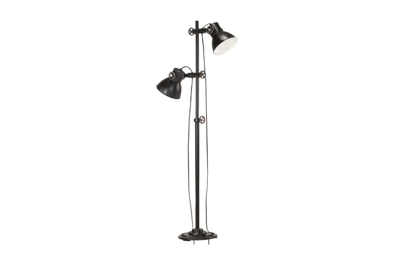Golvlampa med 2 lampskärmar svart E27 gjutjärn - Svart - Golvlampa - Tvåarmad golvlampa - Hall lampa