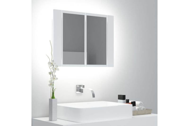 Spegelskåp med LED vit 60x12x45 cm - Vit - Spegelskåp