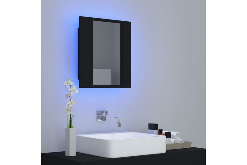 Spegelskåp med LED svart 40x12x45 cm - Svart - Spegelskåp