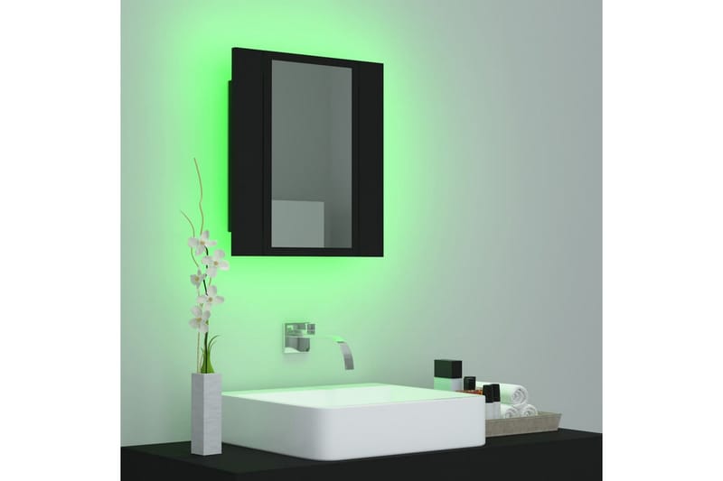 Spegelskåp med LED svart 40x12x45 cm - Svart - Spegelskåp