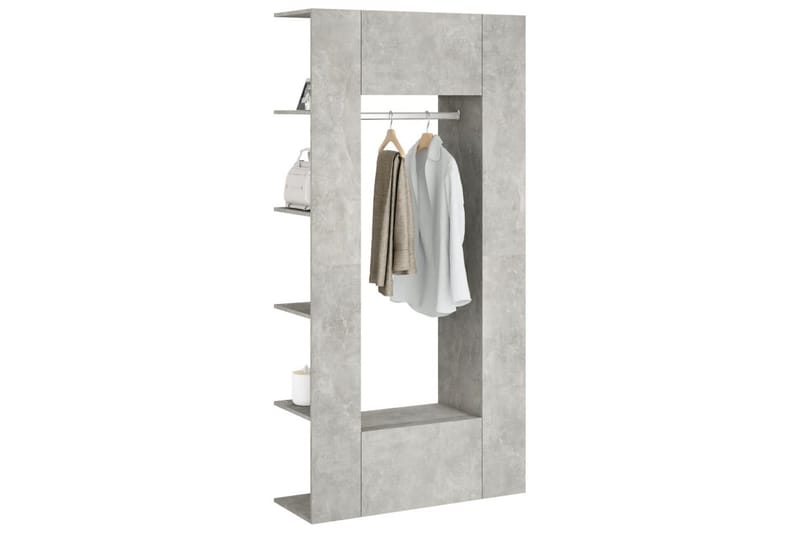 beBasic Hallskåp 2 st betonggrå konstruerat trä - Grey - Klädst�ällning