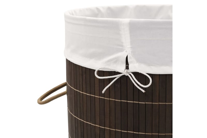 Tvättkorg i bambu rund mörkbrun - Brun - Tvättkorg
