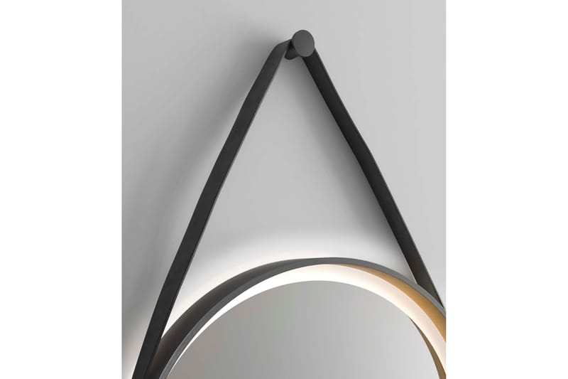 Spegel Eskildstorp 55 cm Rund LED-belysning - Svart|Guld - Badrumsspegel med belysning - Spegel - Badrumsspegel