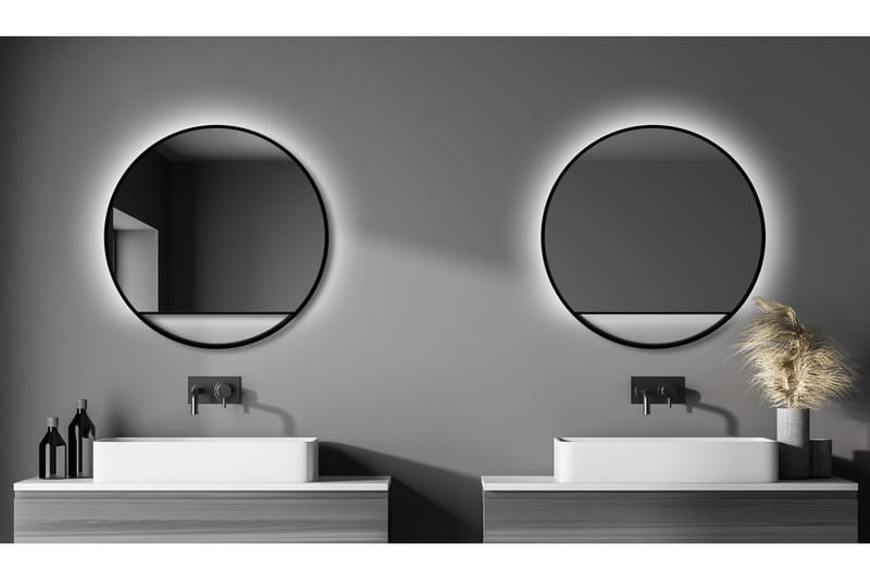 Spegel Linka 80 cm - Svart - Badrumsspegel med belysning - Spegel - Badrumsspegel