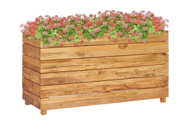 Blomlåda upphöjd 100x40x55 cm återvunnen teak och stål - Brun - Utomhuskruka - Blomlåda & balkonglåda