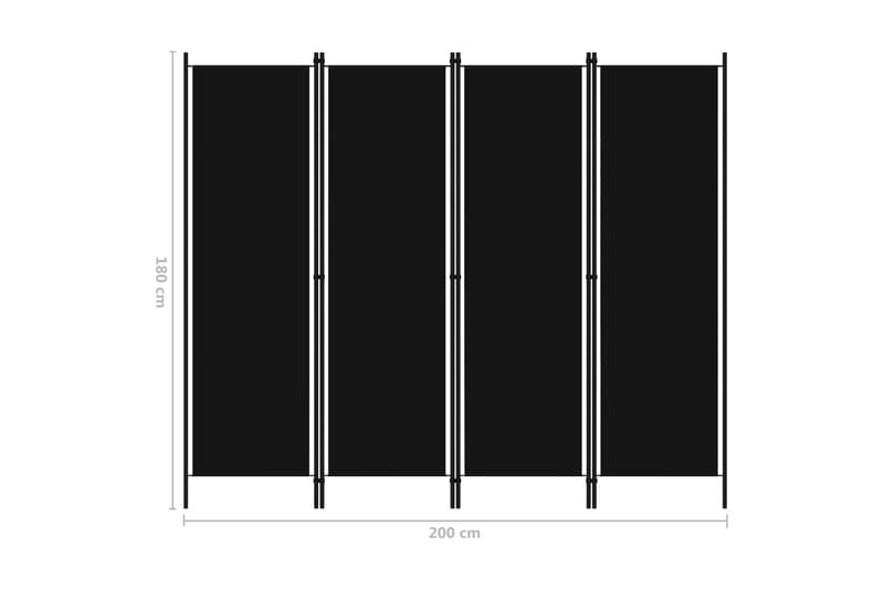 Rumsavdelare 4 paneler svart 200x180 cm - Svart - Rumsavdelare - Skärmvägg