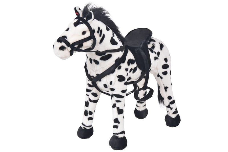 Stående leksakshäst plysch svart och vit XXL - Svart - Dekoration barnrum