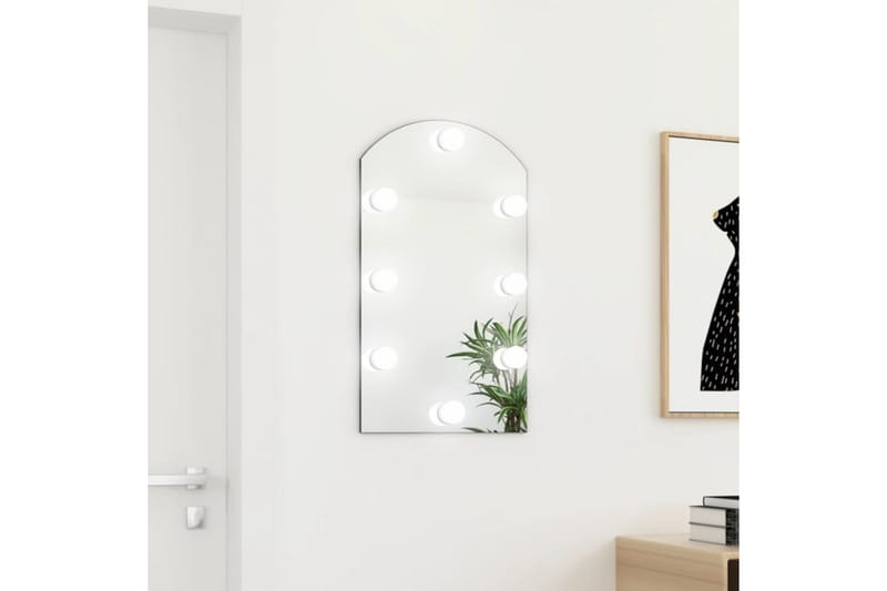 Spegel med LED-lampor 70x40 cm glas valvformad (335864+32608 - Silver - Hallspegel - Väggspegel