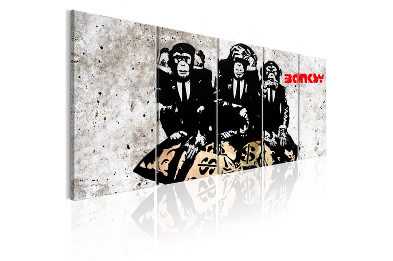 Tavla Banksy Three Monkeys 225x90 - Artgeist sp. z o. o. - Canvastavla