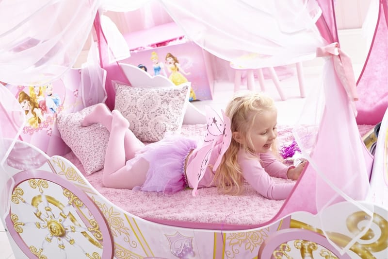 Disney Prinsessar Barnsäng+Sänghimmel+Låda Rosa - Barnsäng & juniorsäng