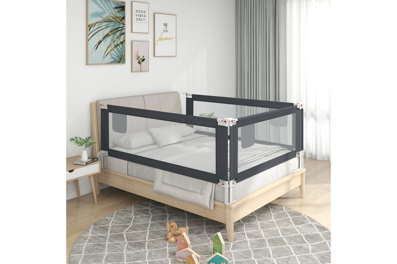 Sängskena för barn mörkgrå 150x25 cm tyg - Grå - Tillbehör barnsäng