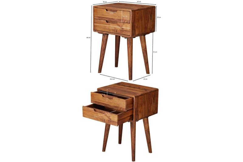 Sängbord Raithel 47 cm - Trä|natur - Lampbord & sidobord - Brickbord & småbord