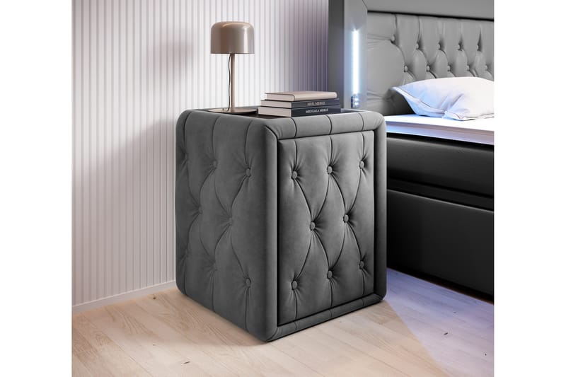 Sängbord Celio 58 cm med Förvaring Låda - Antracit - Sängbord & nattduksbord
