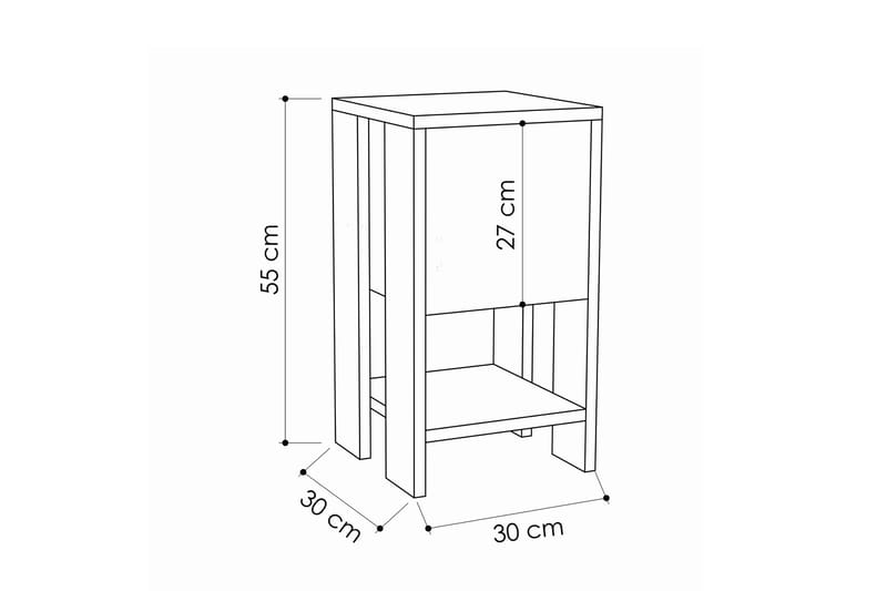 Sängbord Rodger 30 cm med Förvaring Hylla + Lucka - Ekfärg/Mörkgrå - Sängbord & nattduksbord