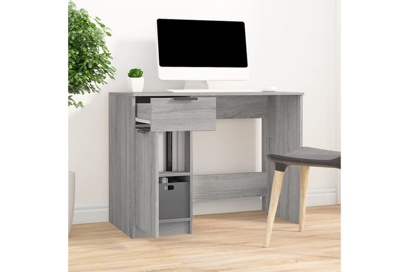 beBasic Skrivbord grå sonoma 100x50x75 cm konstruerat trä - Grey - Skrivbord - Datorbord