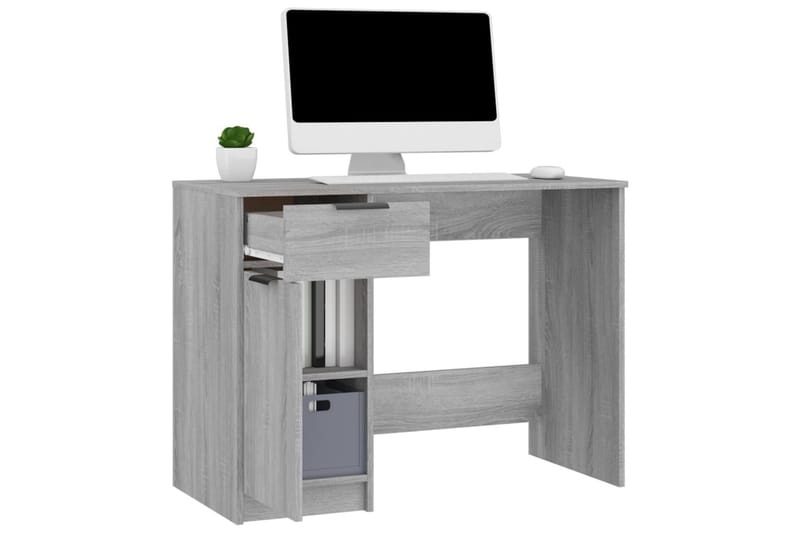beBasic Skrivbord grå sonoma 100x50x75 cm konstruerat trä - Grey - Skrivbord - Datorbord