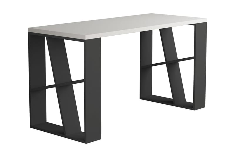 Skrivbord Adong 140 cm - Vit/Mörkgrå - Skrivbord - Datorbord