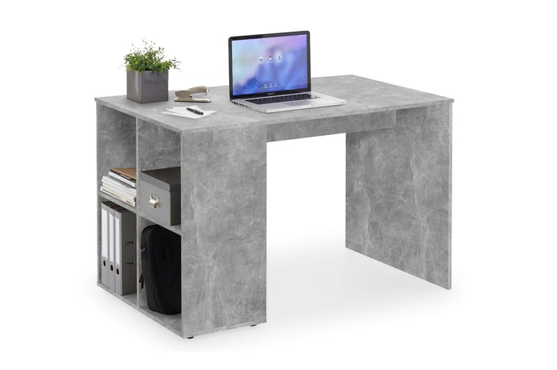 Skrivbord Evania 117 cm med Förvaring Hyllor - Betonggrå - Skrivbord - Datorbord