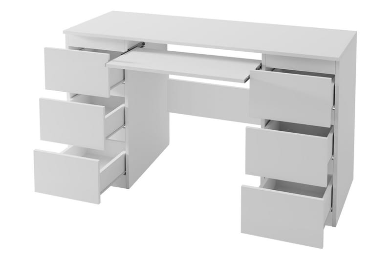 Skrivbord Kublis 130 cm med Förvaring Lådor - Grå/Vit - Skrivbord - Datorbord