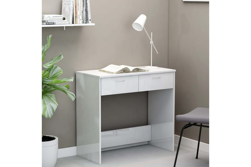 Skrivbord vit högglans 80x40x75 cm spånskiva - Vit - Skrivbord - Datorbord