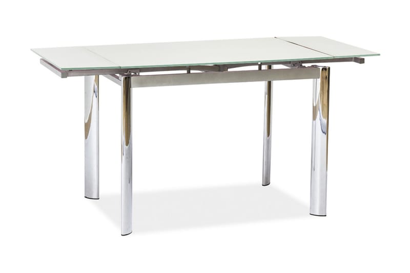 Matbord Coriua Förlängningsbart 100 cm - Glas/Vit/Silver - Matbord & köksbord