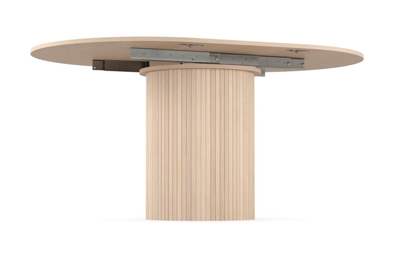 Matbord Runt Uppveda 106 cm Förlängningsbart - Ljust vitlaserat ekträ - Matbord & köksbord