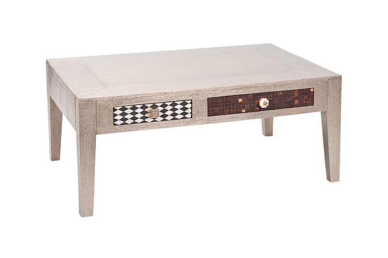 Soffbord Alexus 110 cm med Förvaring Lådor - Mangoträ/Ljusgrå - Soffbord med förvaring - Soffbord