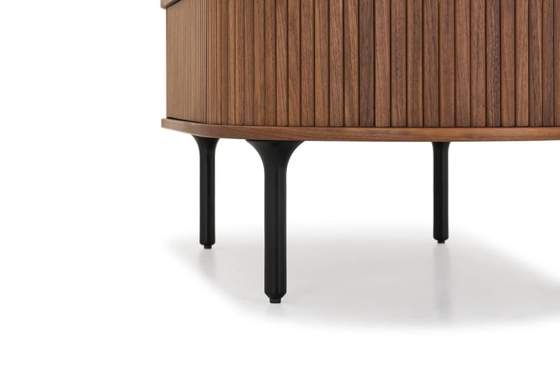 Soffbord Neandir 118 cm Ovalt med Förvaring Låda - Massiv Valnöt/Svart - Soffbord