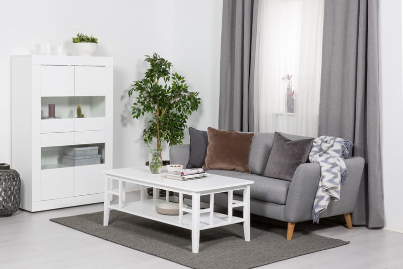 Soffbord Piteå 130 cm med Förvaring Hylla Vit - Vit - Soffbord med förvaring - Soffbord