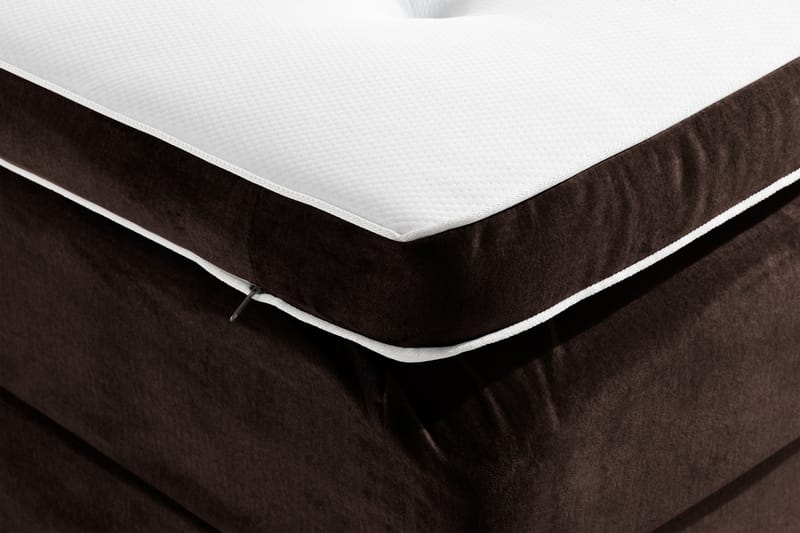 Komplett Sängpaket Rebeca 160x200 cm Knapp Gavel - Brun|Sammet - Kontinentalsäng - Dubbelsäng - Komplett sängpaket