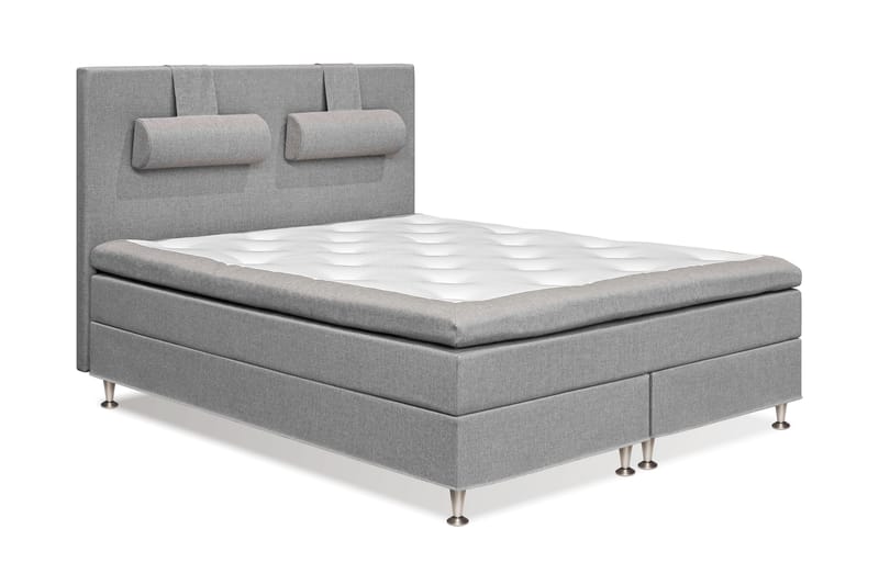 Komplett Sängpaket Sofia 160x200 - Ljusgrå med nackkudde - Kontinentalsäng - Komplett sängpaket