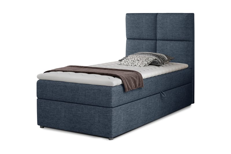 Förvaringssäng Lomagna 90x200 cm Rutad - Ljusblå - Säng med förvaring - Enkelsäng med förvaring