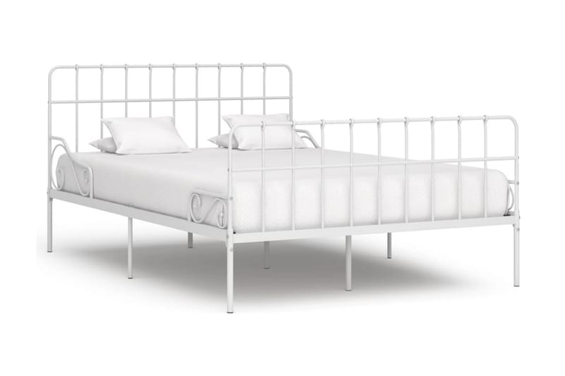 S�ängram med ribbotten vit metall 120x200 cm - Vit - Sängram & sängstomme