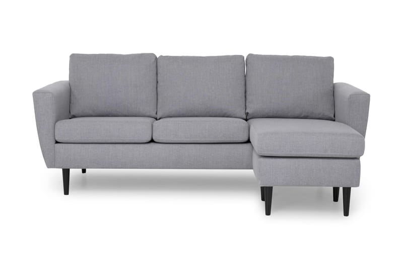 Divansoffa Hudson 3-sits Vänster - Ljusgrå|Svart - 3 sits soffa med divan - Divansoffa & schäslongsoffa