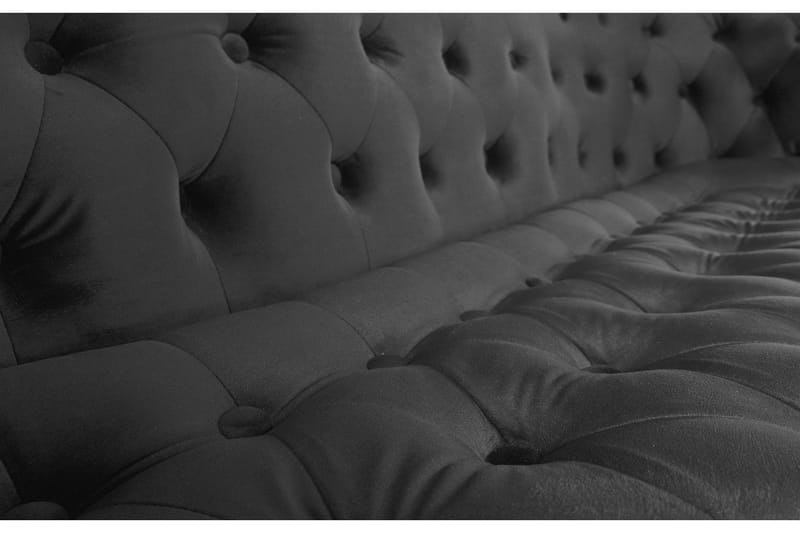 Soffa Chester Ludovic 3-sits - Mörkgrå - Sammetssoffa - 3 sits soffa - Howardsoffa - Chesterfield soffa