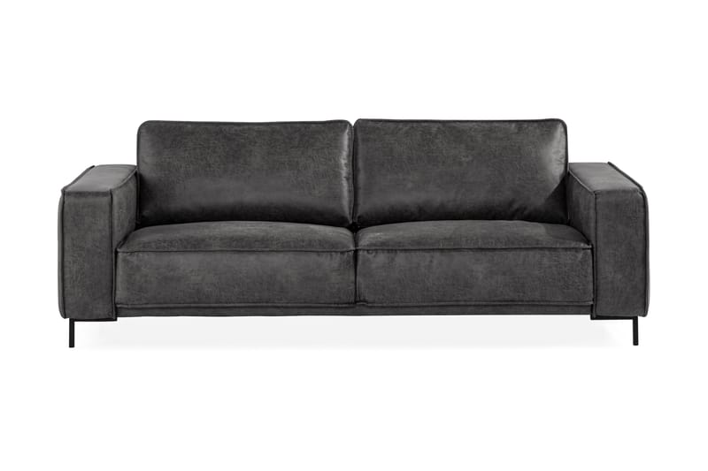Soffa Minou 2,5-sits Bonded Leather - Mörkgrå - Skinnsoffa - 2 sits soffa
