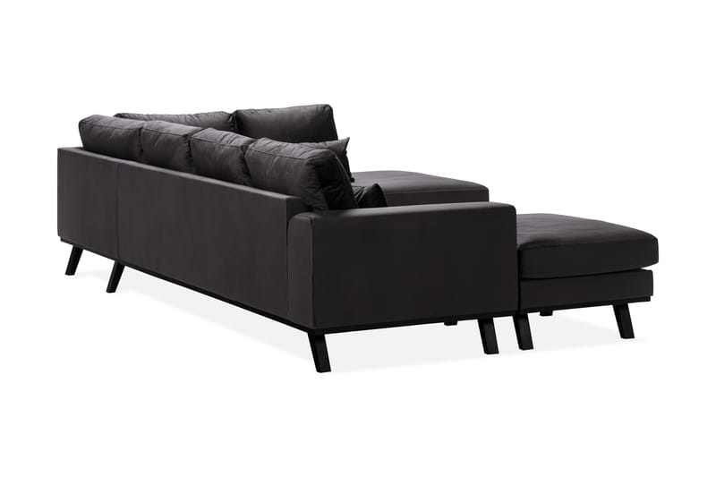 U-Soffa Haga Compact Sammet - Grå - 4 sits soffa med divan - Sammetssoffa - U-soffa