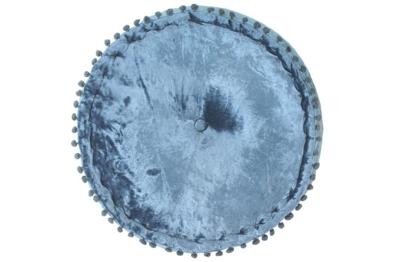 Rund sammetspuff 40x20 cm blå - Blå - Sittpuff