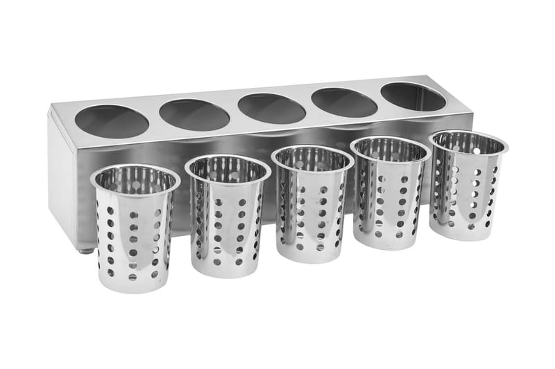 Bestickhållare 5 behållare rektangulär rostfritt stål - Silver - Besticklåda & bestickförvaring - Bestickställ