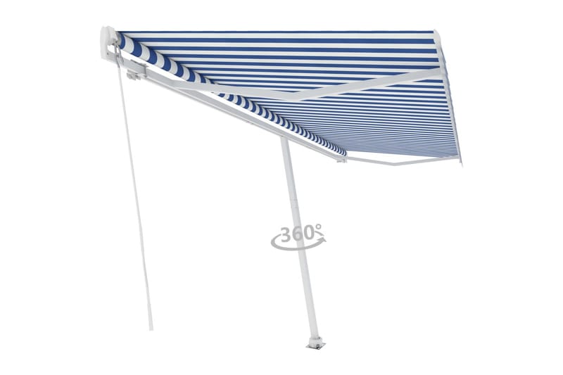 Markis manuellt infällbar fristående 500x300 cm blå/vit - Blå - Markiser - Terrassmarkis