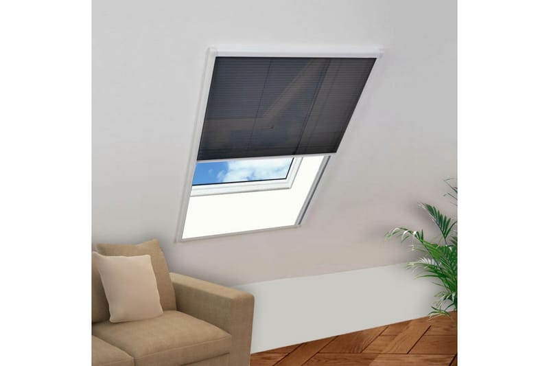 Plisserat insektsnät för fönster 80x100 cm aluminium - Svart - Myggnät & insektsnät