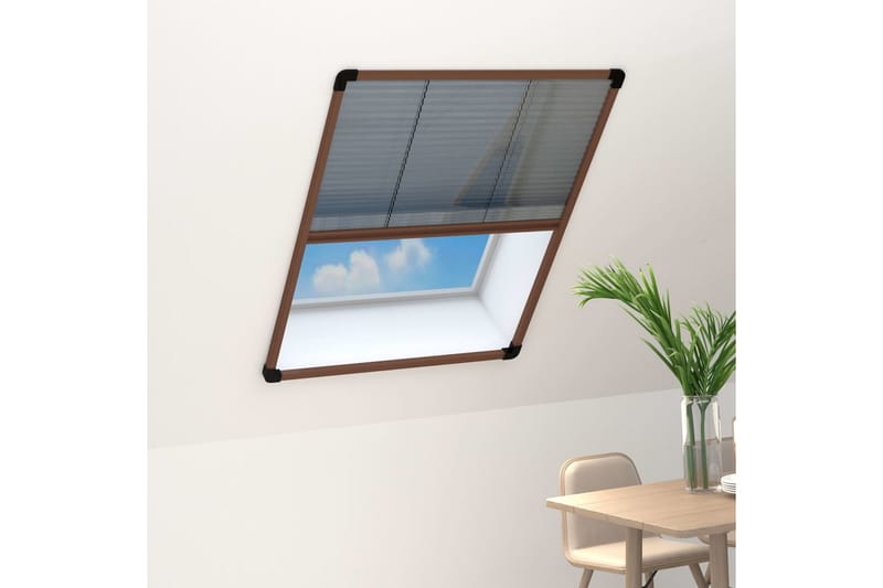 Plisserat insektsnät för fönster brun 60x80 cm aluminium - Brun - Myggnät & insektsnät
