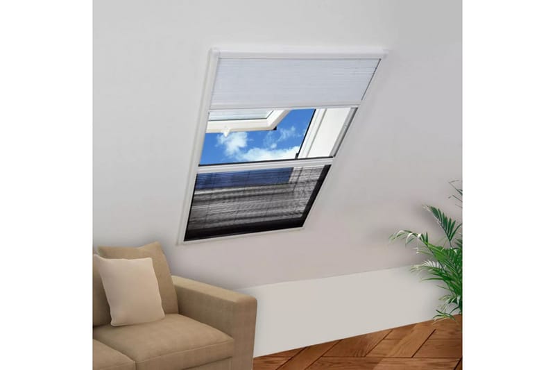 Plisserat insektsnät med jalusi för fönster 60x80 cm alumini - Svart - Myggnät & insektsnät