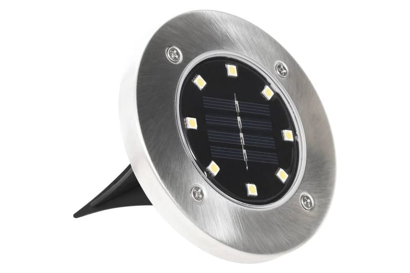 Marklampor soldrivna 8 st LED RGB-färg - Stål/Svart - Trädgårdsbelysning - Spotlight utomhus