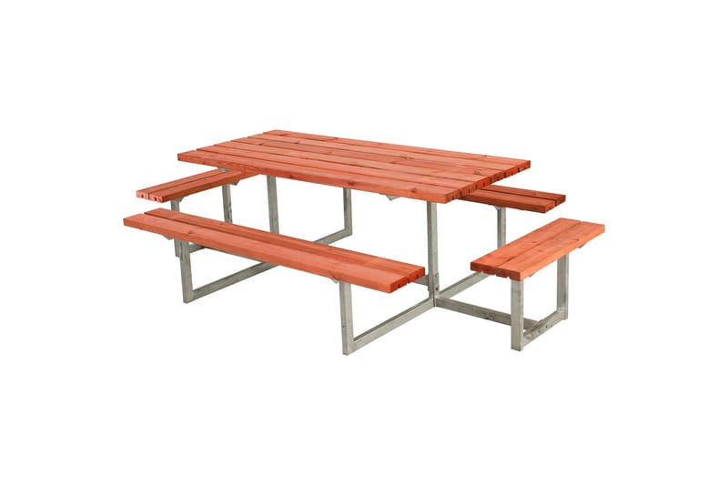 PLUS Basic Bord/Bänkset med 2 Påbyggnader 260 cm Grundmålad - Teak - Picknickbord