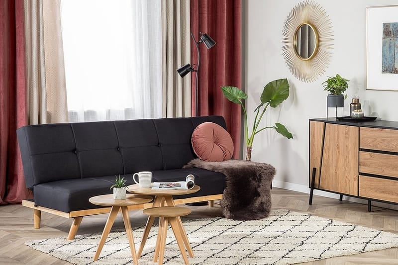 Bäddsoffa Froya 183 cm - Beige|Svart - Möbler - Soffa - Bäddsoffa - Bäddsoffa längsbäddad