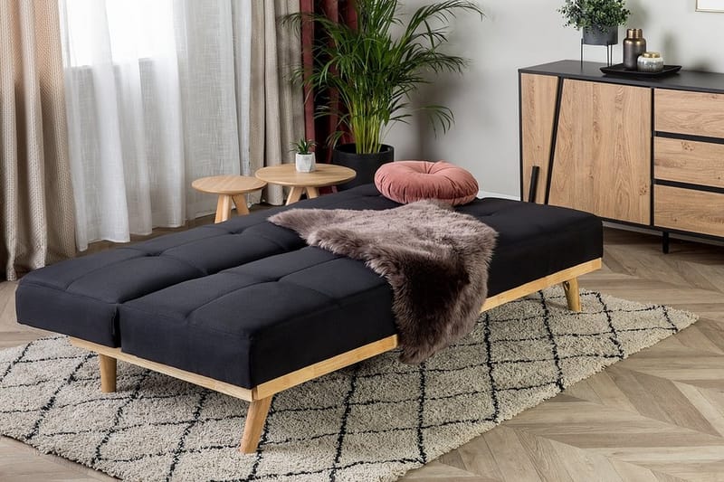 Bäddsoffa Froya 183 cm - Beige|Svart - Möbler - Soffa - Bäddsoffa - Bäddsoffa längsbäddad