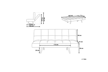 Bäddsoffa Ingaro 182 cm - Grå - Möbler - Soffa - Bäddsoffa - Bäddsoffa längsbäddad